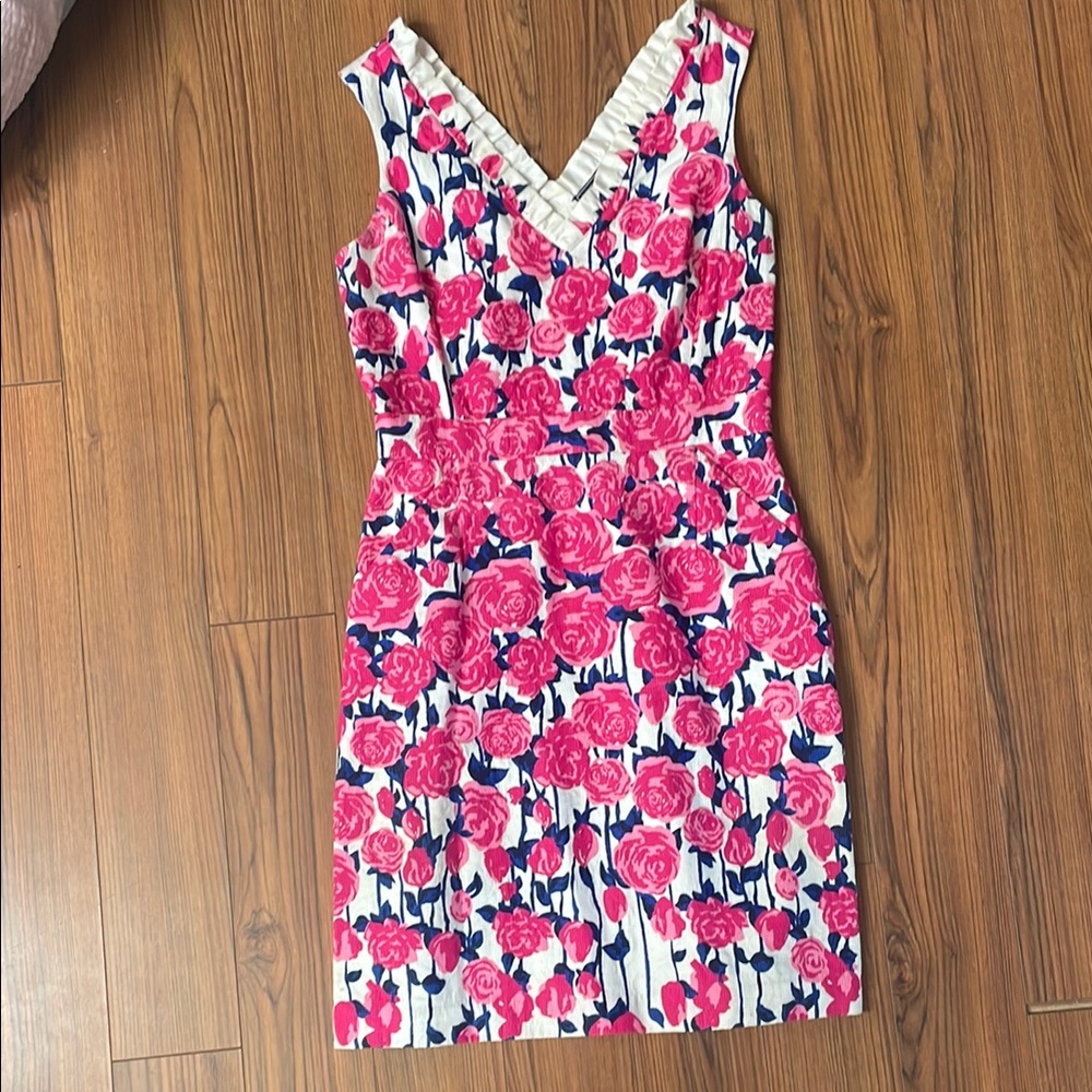 Vineyard Vines Pink Floral V-Neck Mini Dress